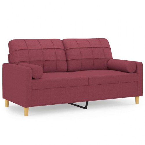 2-personers sofa med pyntepuder 140 cm - stof, vinrød