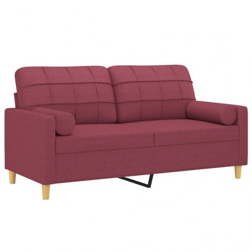2-personers sofa med pyntepuder 140 cm - stof, vinrød