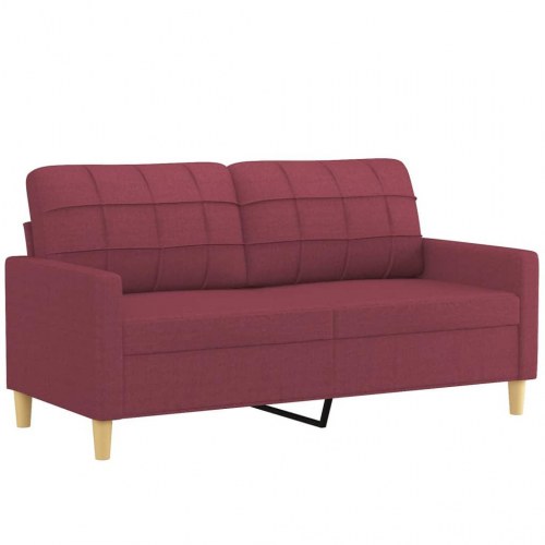 2-personers sofa med pyntepuder 140 cm - stof, vinrød