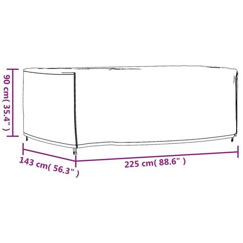 Havemøbelovertræk 225x143x90 cm vandtæt 420D sort