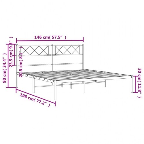 Sengeramme med sengegavl 140×190 cm - metal, sort