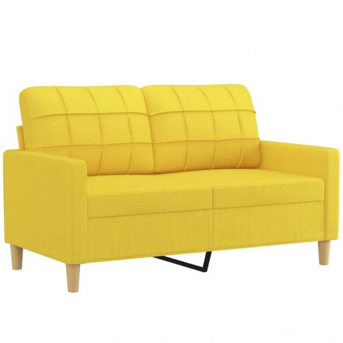 2-personers sofa med pyntepuder - stof, lysegul, sædebredde 120 cm