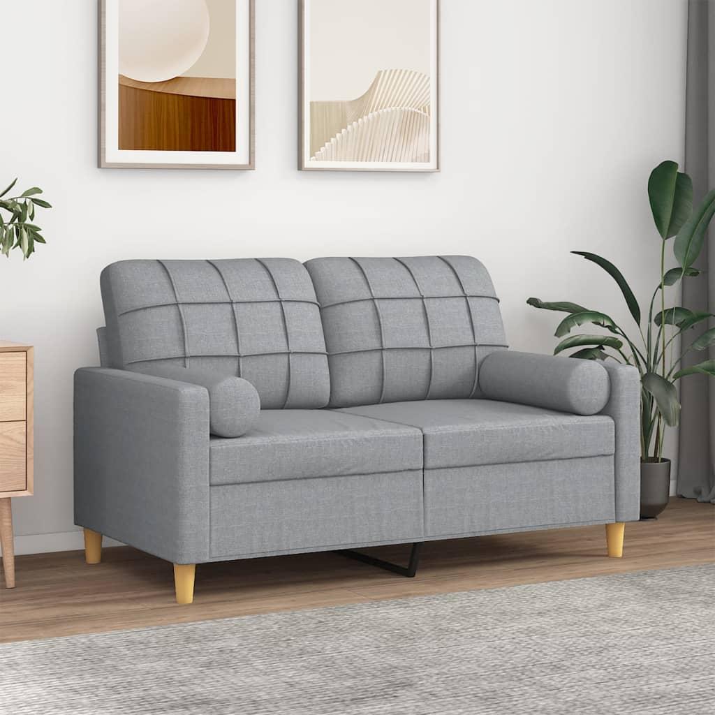 2 Personers Sofa Med Pyntepuder 120 Cm Stof Lysegrå
