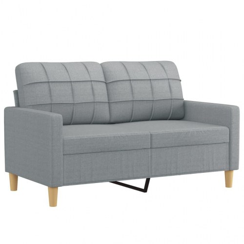2-personers sofa med pyntepuder - stof, lysegrå, sædebredde 120 cm