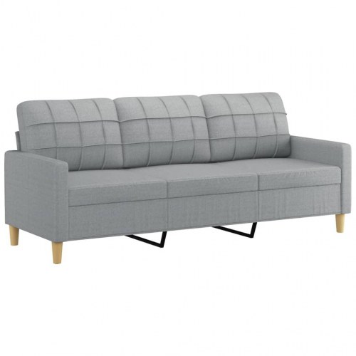 3-personers sofa med pyntepuder - stof, lysegrå, 198 cm