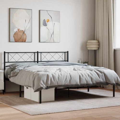 Sengeramme med sengegavl i metal - 120 x 190 cm, sort