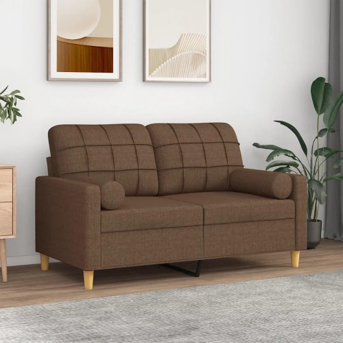 2-personers sofa med pyntepuder 120 cm - stof, brun