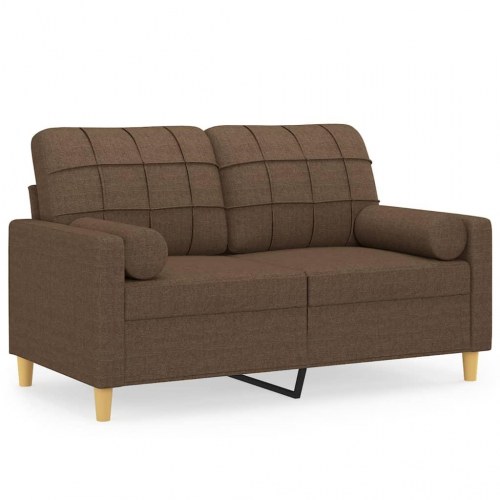 2-personers sofa med pyntepuder 120 cm - stof, brun