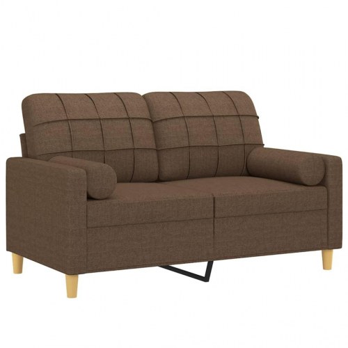 2-personers sofa med pyntepuder 120 cm - stof, brun
