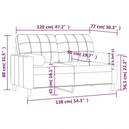 2-personers sofa med pyntepuder 120 cm - stof, brun
