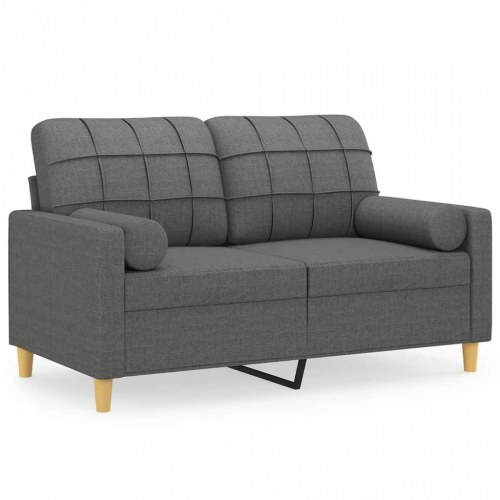 2-personers sofa med pyntepuder - 120 cm sædebredde, stof, mørkegrå