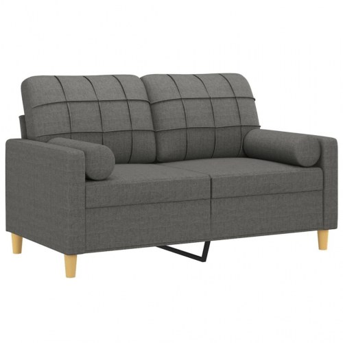 2-personers sofa med pyntepuder - 120 cm sædebredde, stof, mørkegrå