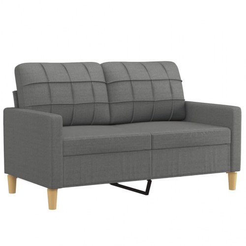 2-personers sofa med pyntepuder - 120 cm sædebredde, stof, mørkegrå