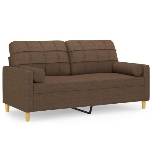 2-personers sofa i stof med pyntepuder - brun, sædebredde 140 cm