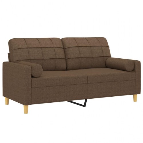 2-personers sofa i stof med pyntepuder - brun, sædebredde 140 cm