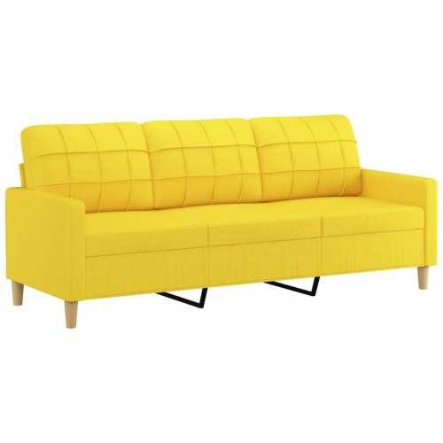 3-personers sofa med pyntepuder - stof, lysegul, 180 cm sædebredde