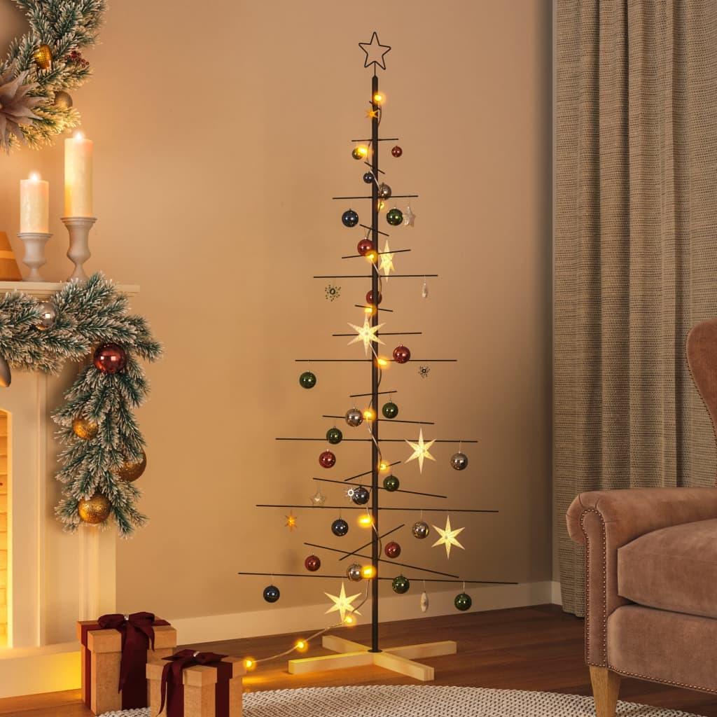 Juletræ med træbund 180 cm metal sort