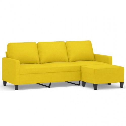 3-personers sofa med fodskammel 180 cm - stof, lysegul