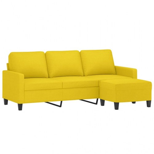 3-personers sofa med fodskammel 180 cm - stof, lysegul