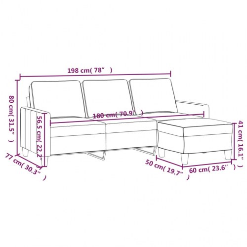 3-personers sofa med fodskammel 180 cm - stof, lysegul