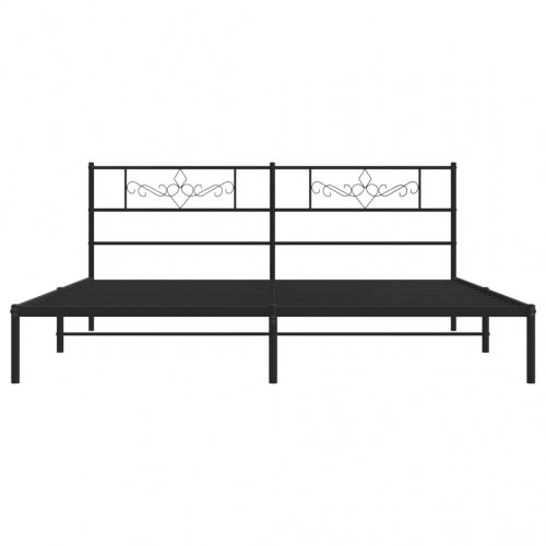 Sengeramme med sengegavl i metal 200x200 cm - sort