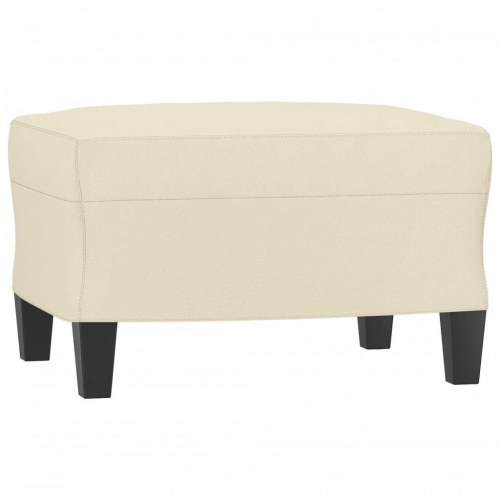 3-personers sofa med chaiselong/fodskammel - kunstlæder, creme