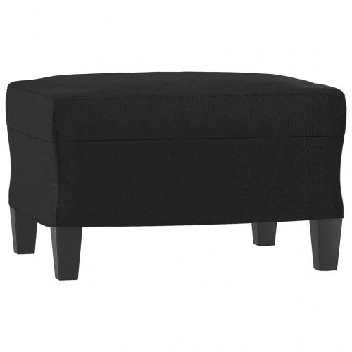 3-personers sofa med chaiselong/fodskammel 180 cm - kunstlæder, sort