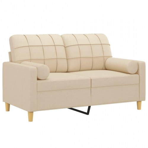 2-personers sofa med pyntepuder 120 cm - stof, cremefarvet