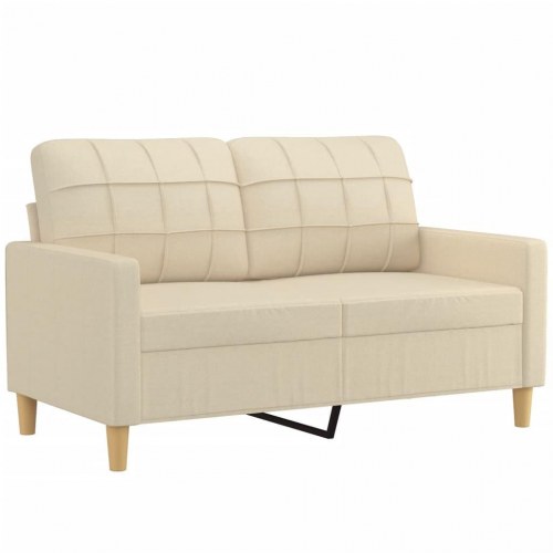 2-personers sofa med pyntepuder 120 cm - stof, cremefarvet