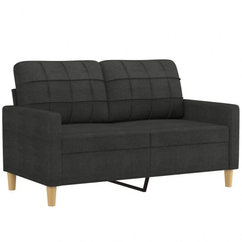 2-personers sofa med pyntepuder - stof, sort, sædebredde 120 cm