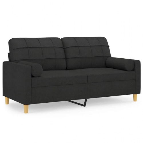 2-personers sofa med pyntepuder 140 cm - stof, sort