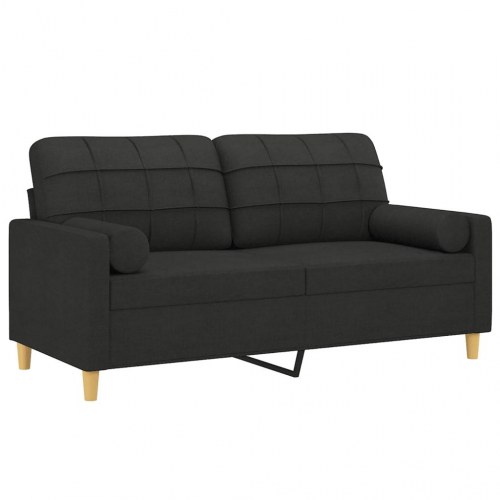 2-personers sofa med pyntepuder 140 cm - stof, sort