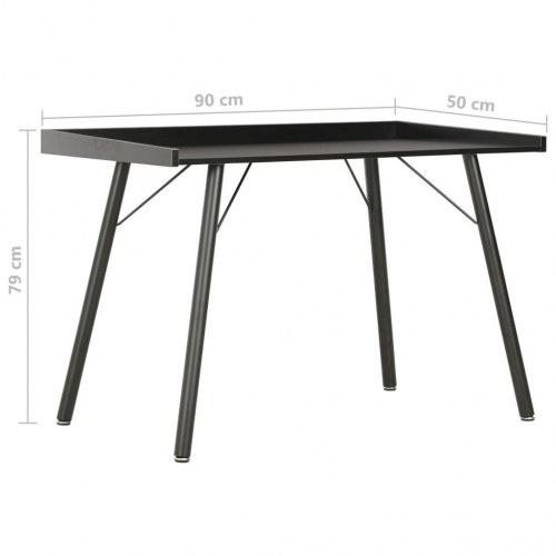 Skrivebord 90 × 50 × 79 cm - sort med forhøjede kanter