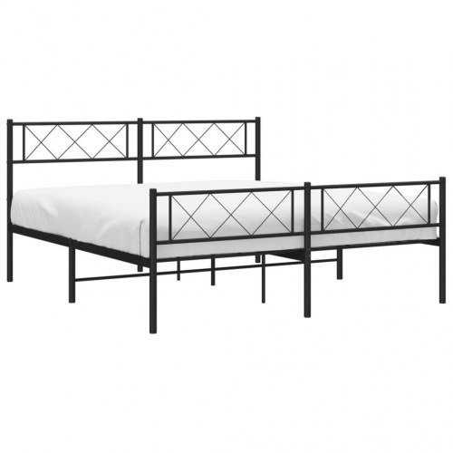 Sengeramme med sengegavl og fodgærde 135×190 cm - metal, sort