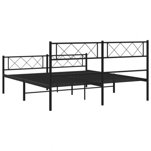Sengeramme med gavl og fodgærde 140×190 cm - metal, sort