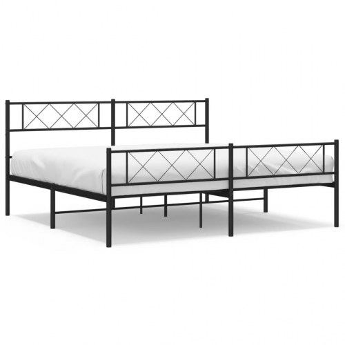 Sengeramme i metal med sengegavl og fodgærde 183×213 cm - sort