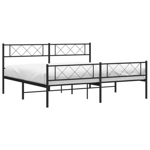 Sengeramme i metal med sengegavl og fodgærde 183×213 cm - sort