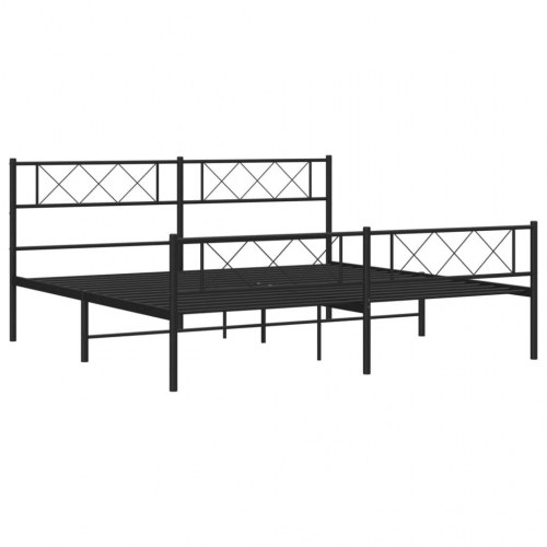 Sengeramme i metal med gavl og fodgærde 193 × 203 cm - sort