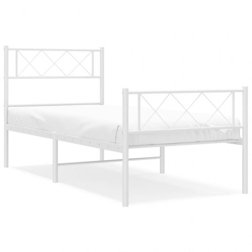 Sengeramme i metal med gavl og fodgærde 107×203 cm - hvid