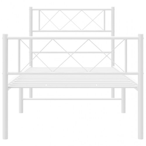 Sengeramme i metal med gavl og fodgærde 107×203 cm - hvid