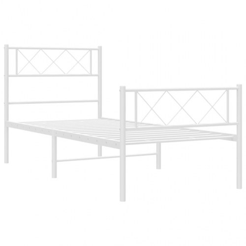 Sengeramme i metal med gavl og fodgærde 107×203 cm - hvid