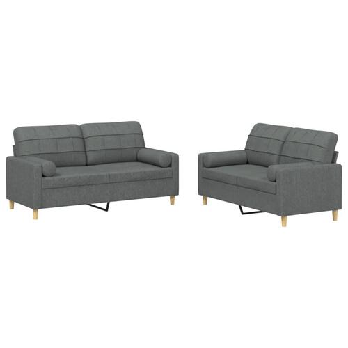 2 personers sofa med puder stof mørkegrå