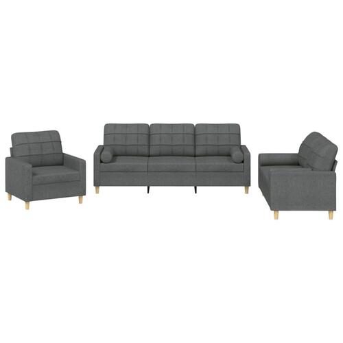 3 personers sofa med puder stof mørkegrå