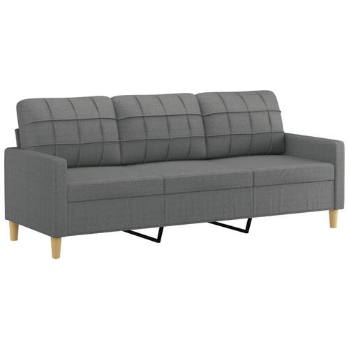3 personers sofa med puder stof mørkegrå