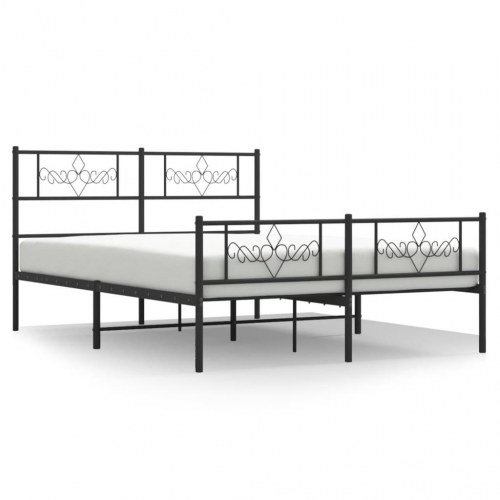 Sengeramme med gavl og fodgærde 140×190 cm - metal, sort