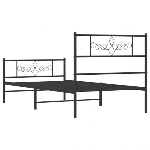 Sengeramme med sengegavl og fodgærde 90x200 cm metal sort