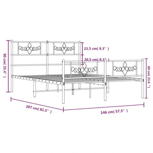 Sengeramme med gavl og fodgærde 140x200 cm - metal, sort