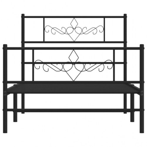 Sengeramme med gavl og fodgærde 75×190 cm - metal, sort