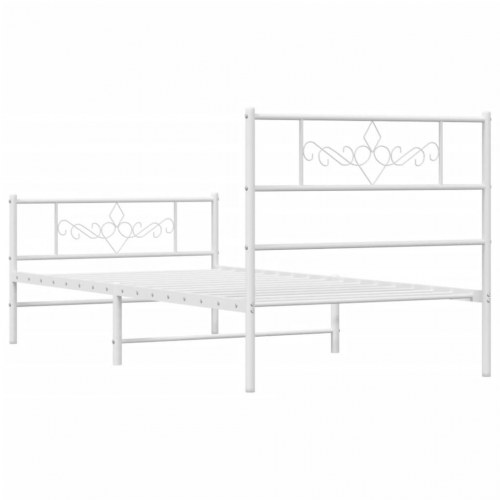 Sengeramme med sengegavl og fodgærde 80x200 cm metal hvid