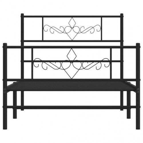 Sengeramme med gavl og fodgærde 100×200 cm - metal, sort